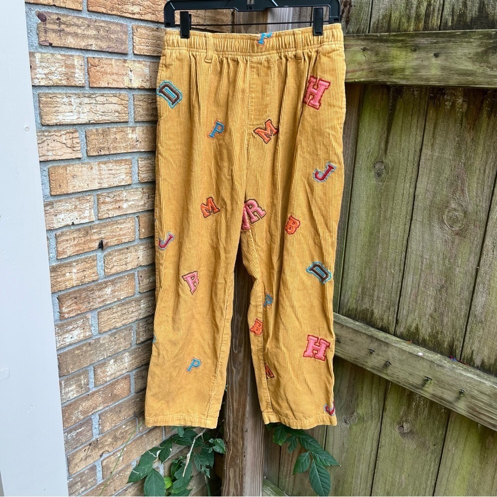 Urban Outfitters Mustard Corduroy Pants with Colorful Letters
